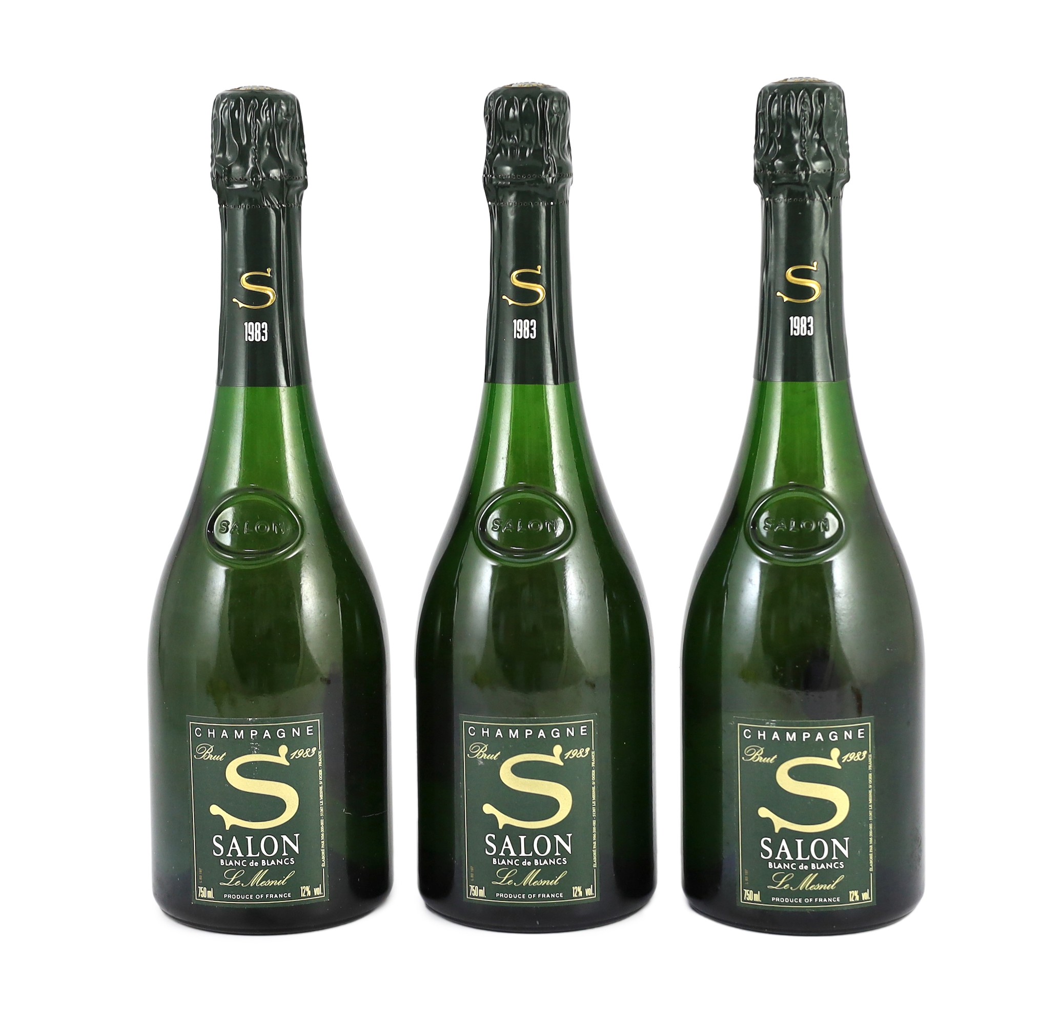 Three bottles of 1983 'Salon' champagne in original boxes